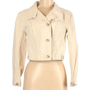 Current Air Cropped Button-Front Jacket in Light Beige